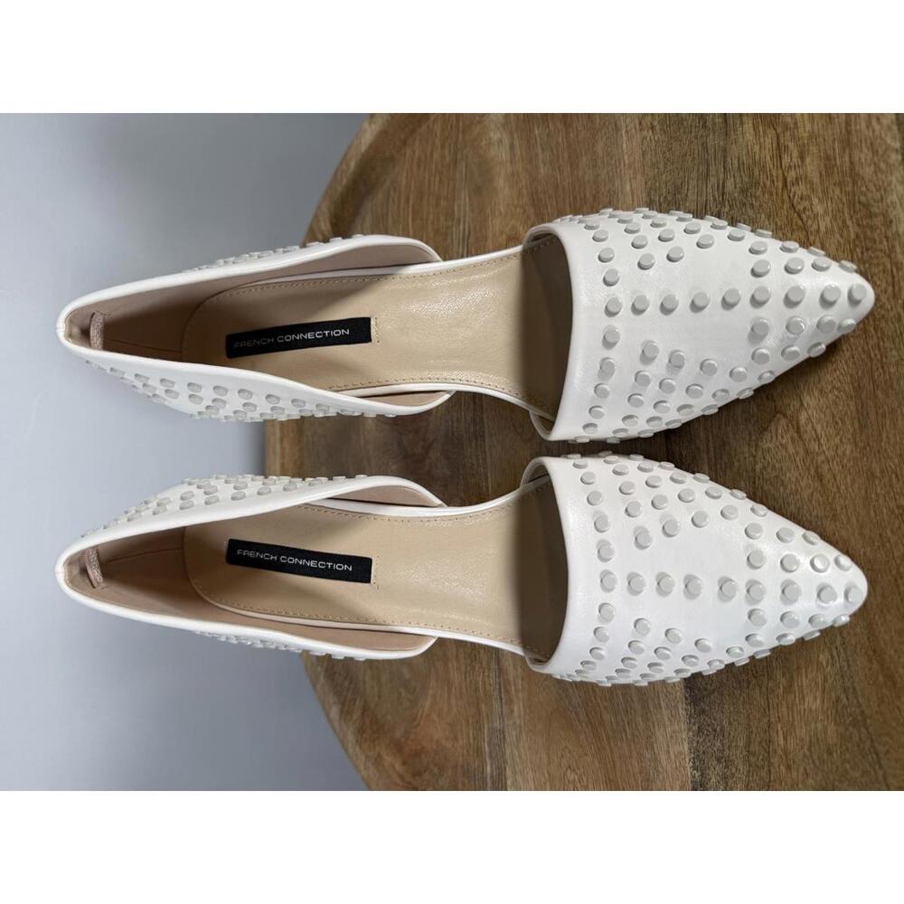 French Connection White Studded Pointed Toe Heels Size US 9.5 NWB - Picture 4 of 12